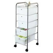 Homebasix G005-CH Storage Cart, Plastic, Mirror Polished Chrome Frame, White