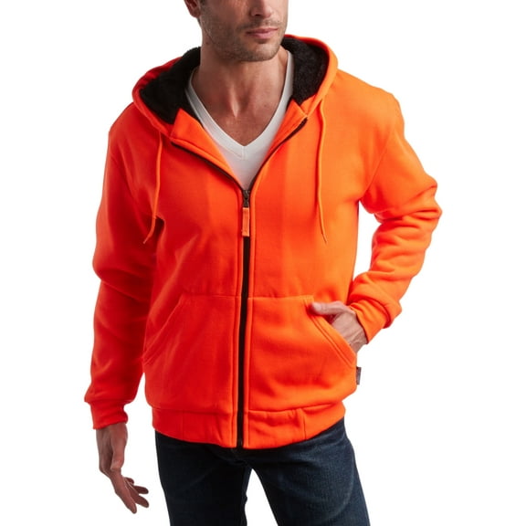 Bass Creek Outfitters Mens High Visibility Sweatshirt - Heavyweight Sherpa Lined Safety Workwear Zip Hoodie Sweatshirt, M-XXL
