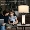 thumbnail image 3 of RORIA 24”Modern Living Room Table Lamp Set of 2 with 2 USB charging ports, built-in frosted white glass with night light, black retro country farmhouse lamp, perfect for bedroom bedside lamps, 3 of 9