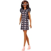 Barbie Fashionistas Doll #140 with Long Brunette Hair & Mouse-Print Dress