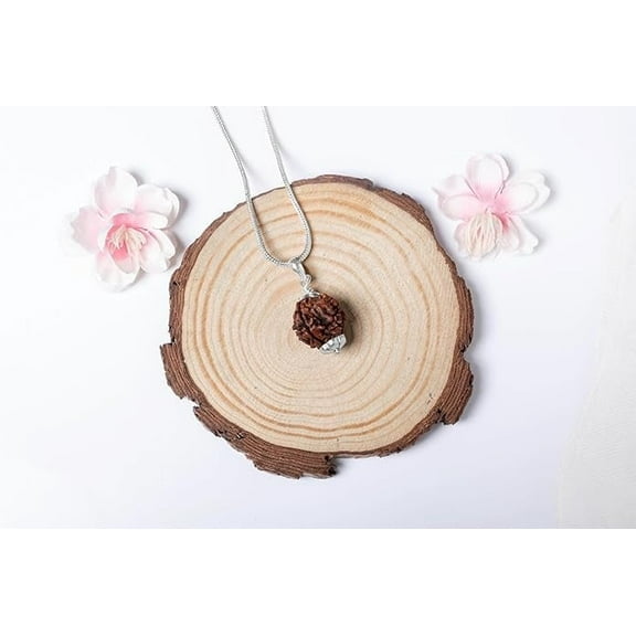 4 Mukhi Nepali Rudrkasha 925 Silver Pendant Certified For Men And Women