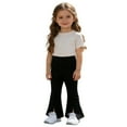 thumbnail image 4 of RUTAYY Children Girls Flared Pants Solid Color Elastic Waist with Front Slit Design Holiday Chic Trousers, 4 of 4