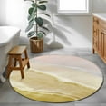thumbnail image 4 of Yellow Gradient Round Area&nbsp;Rug 3.3ft Sea Waves Sandy Beach Coastal Scenery Non-Slip&nbsp;Washable Circle Rugs Soft Felt Indoor Floor Mat for Bedroom Kitchen Living Room Bathroom, 4 of 9