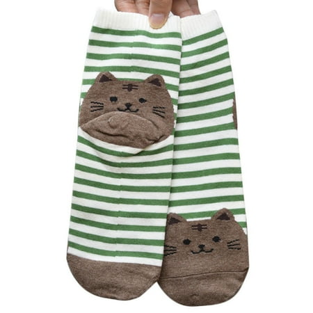 

5 pairs * 3D Animals Striped Cartoon Socks Women Cat Footprints Cotton Socks Floor GN trouser socks for women size 9-11