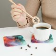 thumbnail image 3 of Leather Coasters with Heat-resistant for Drinks, Colorful Abstract Waves Cup Coasters Cup Pad Mat for Tabletop Protection, Coffee Table, Office Desk and Housewarming Gift, 3 of 5