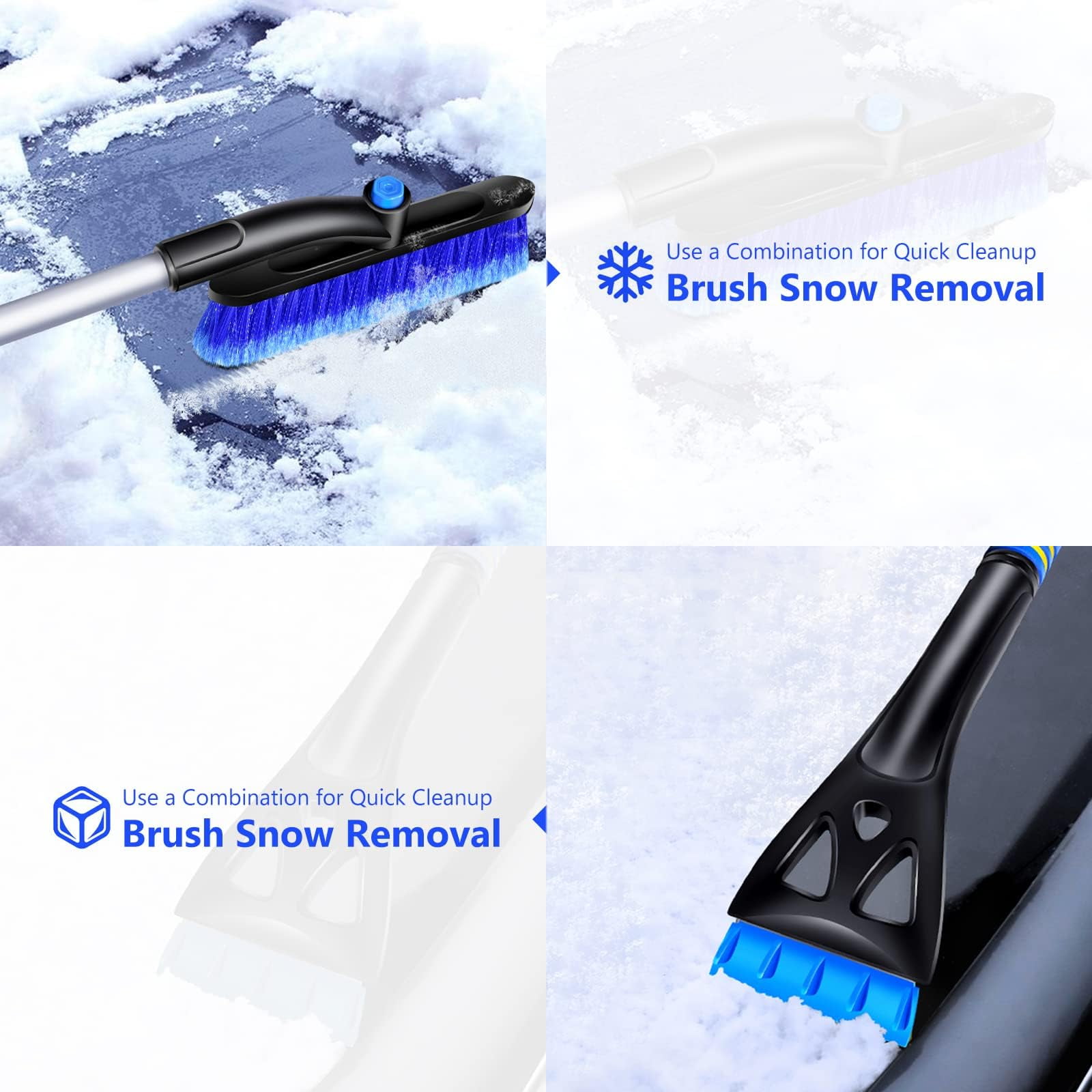 Lingouzi 2 in Car Windshield Ice Scraper, Snow Brush for Car, Snow Scraper  with Brush Extendable, Car Window Scraper for Snow and Ice, for SUV,  Pickups and Other Car Windows 