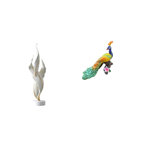 Figura decorativa,Escultura de plumas para escritorio,oficina,decoración del hogar,Figura decorativa de escritorio para decoración de mesa del hogar,Estatua del pavo real,Estatua de pavo