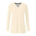 thumbnail image 6 of Contemporary Women's Fashion Plus Size Womens Long Sleeved V-neck Solid Color Top T-shirt, 6 of 6