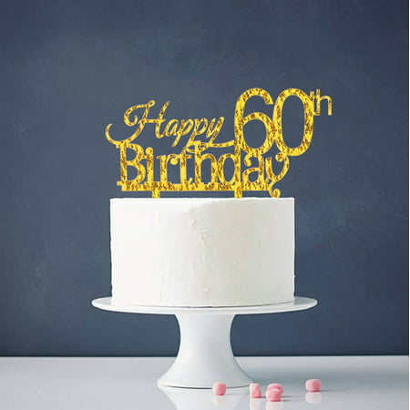 Happy 60th  Birthday  Cake Topper Gold 60th  Birthday  Party  