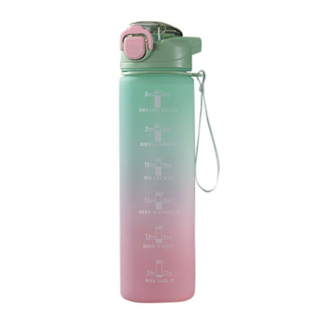 

Nitouy 1000ML Drink Bottle Frosted Gradient Cold Water Bottle for Outdoor (Green)