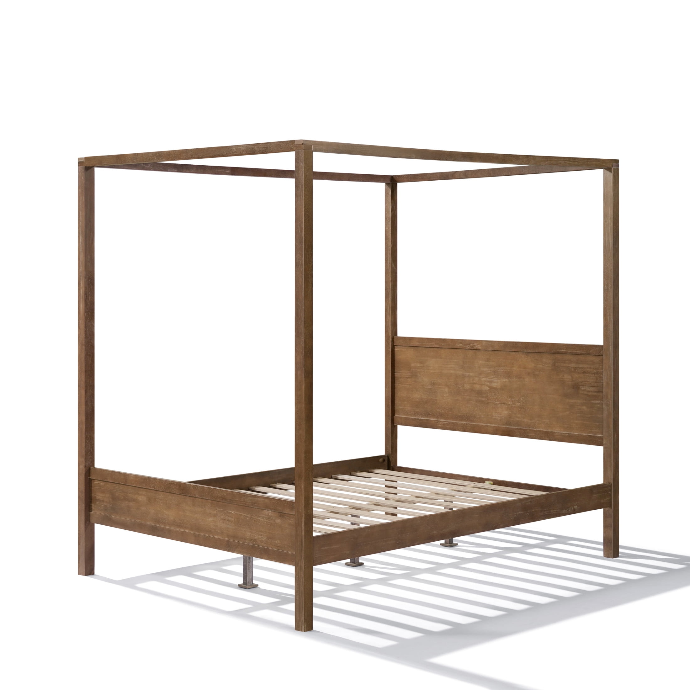 Christopher Knight Home Farmhouse Canopy Bed Frame with Headboard, Solid Wood Frame, Antique Natural