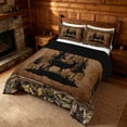 thumbnail image 4 of meiyoeat Rustic Deer Forest King Size Comforter Sets, Vintage Woodland Deer Bedding Comforter Set, Brown Black, Black Reversible 3 Pieces, 1 Comforter and 2 Pillowcases, 4 of 7