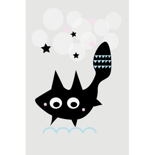 Marmont Hill "Black Star Cat" by Katarina Snygg Painting Print on Wrapped Canvas