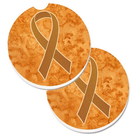 

Orange Ribbon for Leukemia Awareness Set of 2 Cup Holder Car Coaster