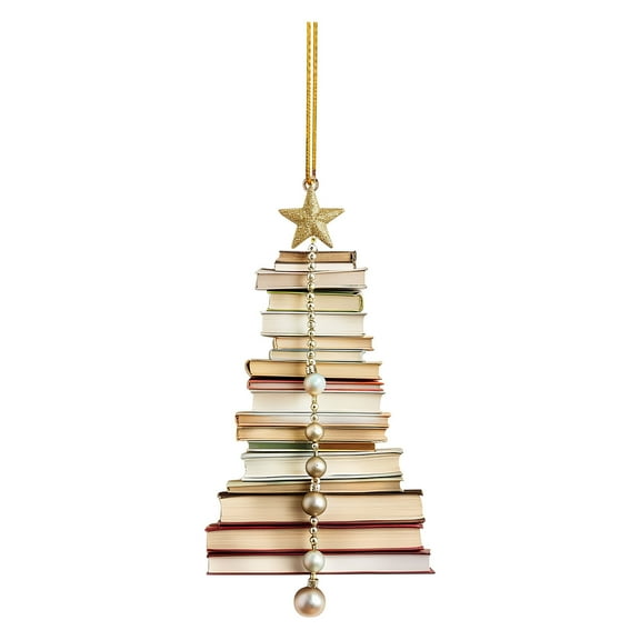 Christmas Book Ornament - 2D Acrylic Christmas Tree Decorations for Indoor Outdoor Farmhouse Decor, Mini Hanging Crafts for Holiday Party
