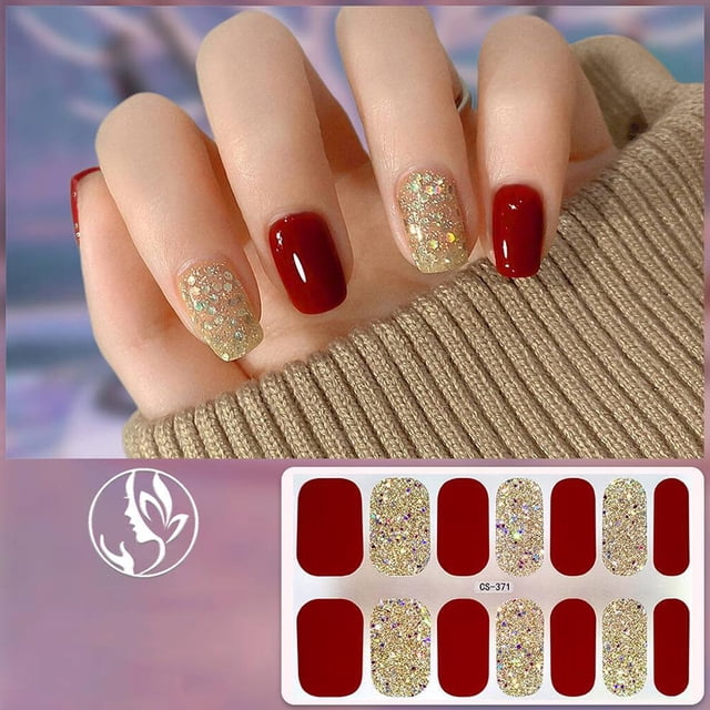 Pegatinas para uñas TQEHS cobertura completa bonitas brillantes 14 unidades Y9 G7L5