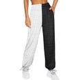 thumbnail image 3 of Women's Casual Loose Black and White Checkered Wide Leg Pants High Waist Straight Lounge Y2K Trousers, 3 of 6