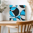 thumbnail image 2 of Framed Canvas Wall Art for Living Room Blue Geometric Circle Wall Decor, Modern Abstract Art Aesthetic Paintings for Bedroom Office Kitchen Bathroom, Ready to Hang Artwork Wall Pictures 8x8 Inch, 2 of 9