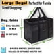 thumbnail image 3 of Homemell Bolsas de comestibles reutilizables y resistentes, bolsa grande plegable con capacidad para 100 libras, material premium extrafuerte (negro, paquete de 6), 3 of 5