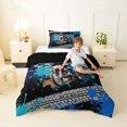 thumbnail image 2 of Castle Fairy Cool Dirt Bike Twin Comforter Sets 3-Piece for Boys, Bold Motocross Graphic Bedding Set for Bedroom, Blue,Black Reversible, 2 of 6