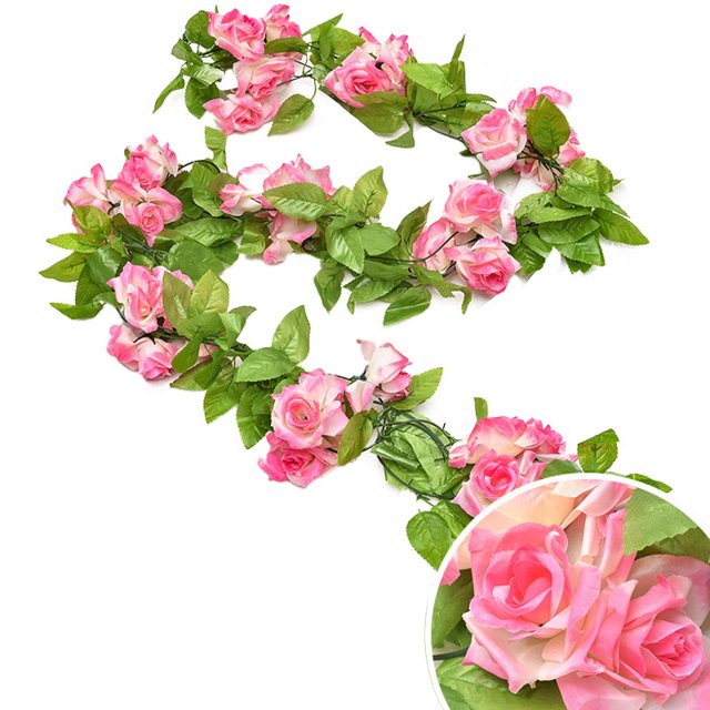 Artificial Rose Garland Hanging Simple Faux Rose Vine Floral Garland Decoration