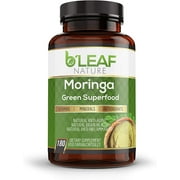 Organic Moringa 180 Capsules 1000mg - Immune System and Energy Booster - Pure Leaf Powder - Vegetarian Caps by B'Leaf Nature