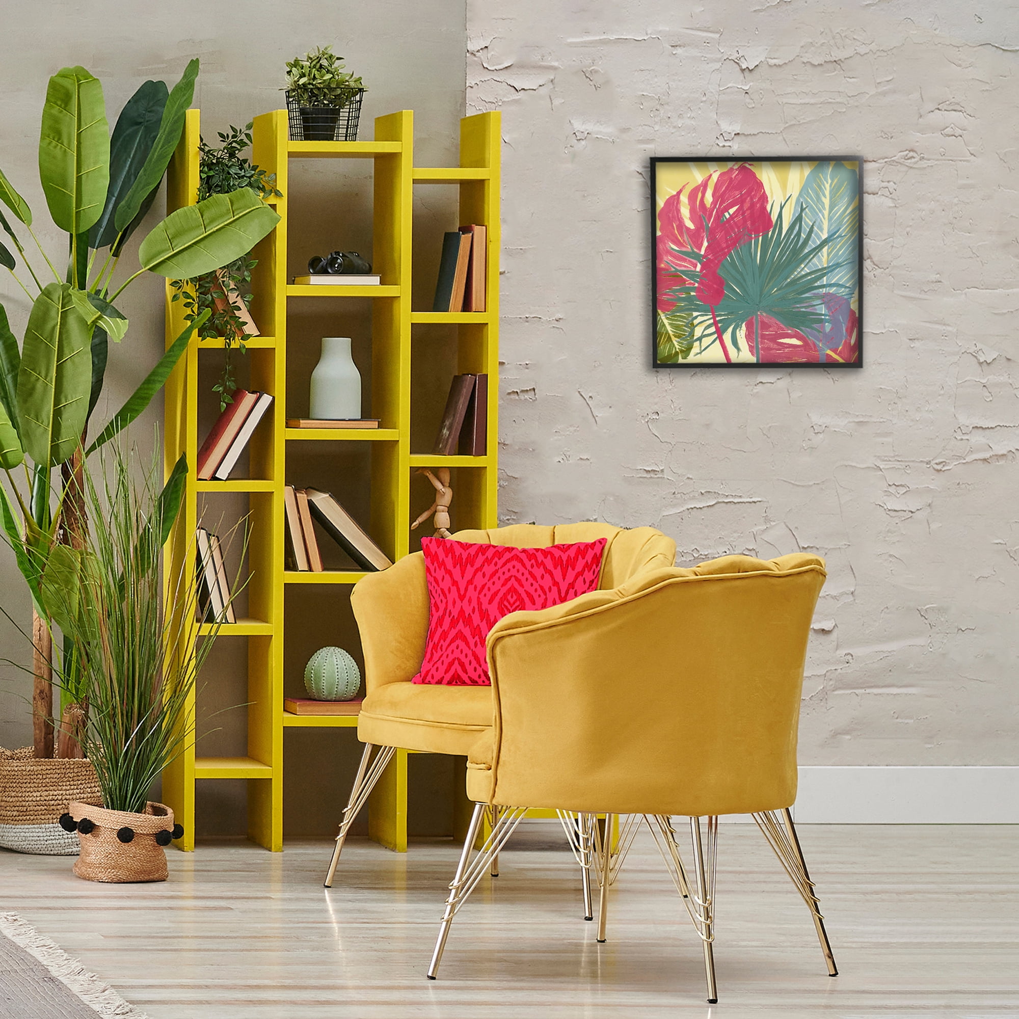 Stupell Industries Bold Botanical Party Botanical & Floral Painting Black Framed Art Print Wall Art, 17 x 17