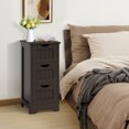 thumbnail image 4 of Patiojoy Armoire de Salle de Bain Autoportante à 3 Tiroirs Organisateur de Rangement Latéral avec Poignée Découpable Café, 4 of 10