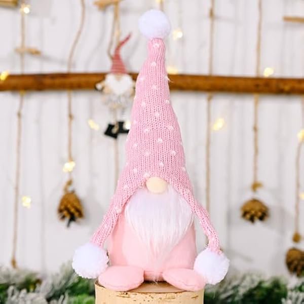 wonima02 Gnome Christmas Tree Topper,Gnome Christmas Ornaments Santa Gnomes Plush Party Decoration Ornament Supplies Home Tabletop Ornaments Christmas Gnome Decor for Adults. (Pink)