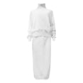 thumbnail image 4 of UJNDER Women 2 Piece Sweater Skirt Set Outfits Mock Neck Long Sleeve Sweater Knit Maxi Skirt Sets Comfortable Casual Outfits White XXL, 4 of 5