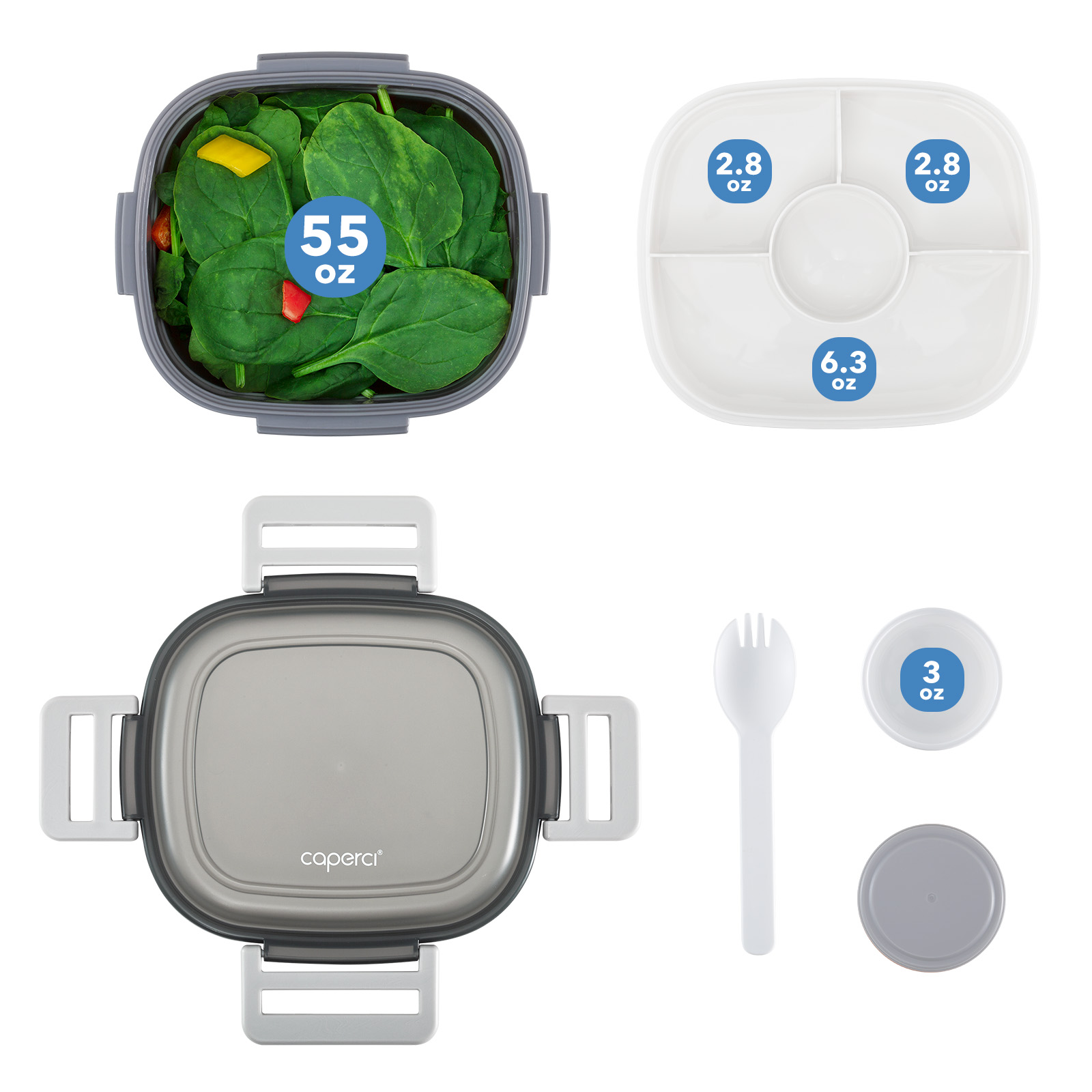 Buy Caperci Superior Salad Container for Lunch To Go Large 55oz