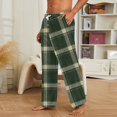 thumbnail image 4 of Fabrcox Fleece Pajama Pants Men Plaid Baggy Men Sleep Pants Drawstring Casual Cozy Fall Winter Warm Wide Leg Mens Lounge Pants, 4 of 5