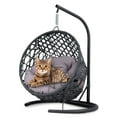 thumbnail image 2 of Noaman Cat Swing Bed with Stand & Cushion, Gray Indoor/Outdoor Hanging Egg Chair for Cats & Small Dogs, Rattan Wicker Design, 19.3in Height, 18.9in Width, 2 of 17
