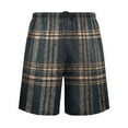 thumbnail image 2 of Men's Pajama Shorts Bottoms with Pockets Soft Lightweight Lounge Sleep Wear Dark Green Brown Tartan, 2 of 6