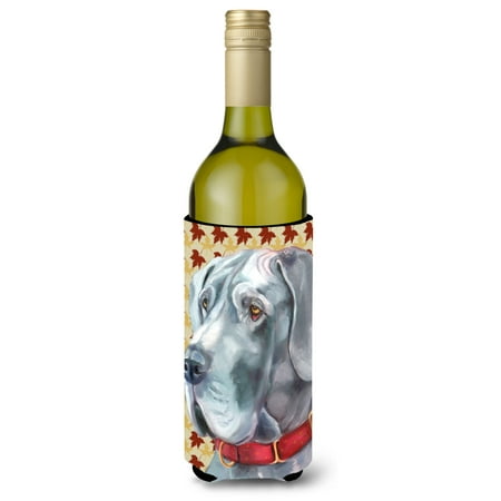 

Carolines Treasures LH9556LITERK Great Dane Fall Leaves Wine Bottle Hugger Wine Bottle multicolor