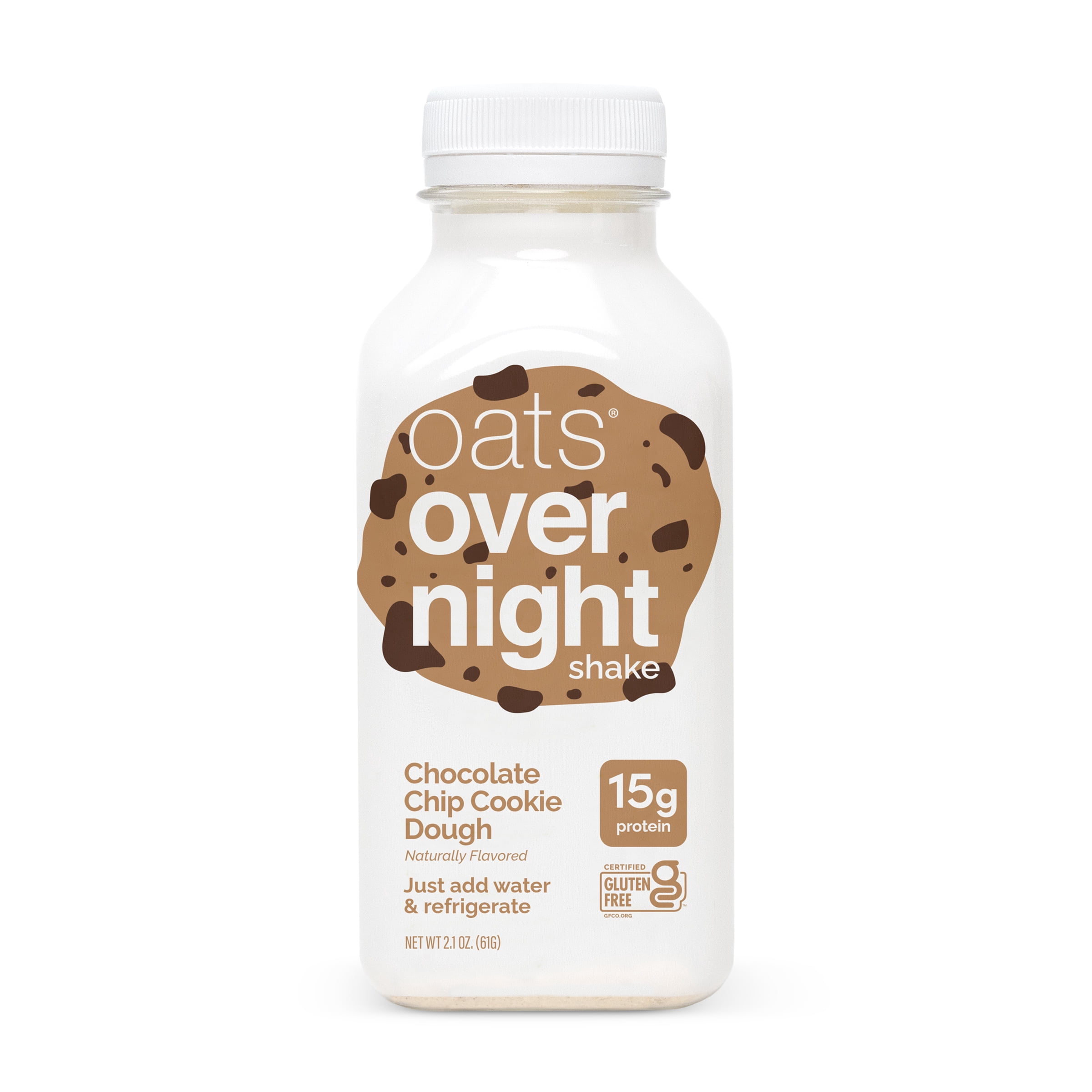 (10 pack) Oats Overnight Chocolate Chip Cookie Dough Protein Overnight Oatmeal Shake, 2.1 oz, 1 Count