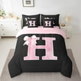 thumbnail image 2 of Manfei Personalized Initial H Twin Bedding Sets 7-Piece for Girls, Pink Bow Tie Bedding Comforter Set, Watercolor Monogrammed Sheet Sets, Breathable Room Decor, 2 of 8