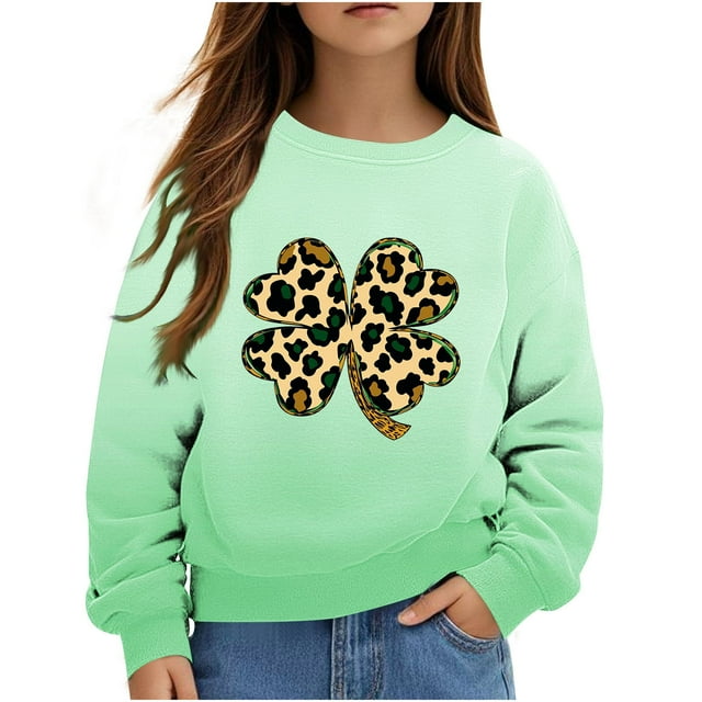 St. Patricks Day, un Garçon Adapté, T-Shirt à Manches Longues pour Enfants St. Patricks Day Imprimé Col Rond Chandail en Molleton Haut Adapté pour les Chandails en Molleton à Capuche pour Garçons et Filles