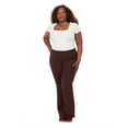 thumbnail image 2 of Forever 21 Women's Jersey Fold Over Waist Pants with Graphic Detail, Flare Leg Lounge Pants, Stretch Casual Everyday Comfort Style, Brown, XXS-4X, 2 of 6