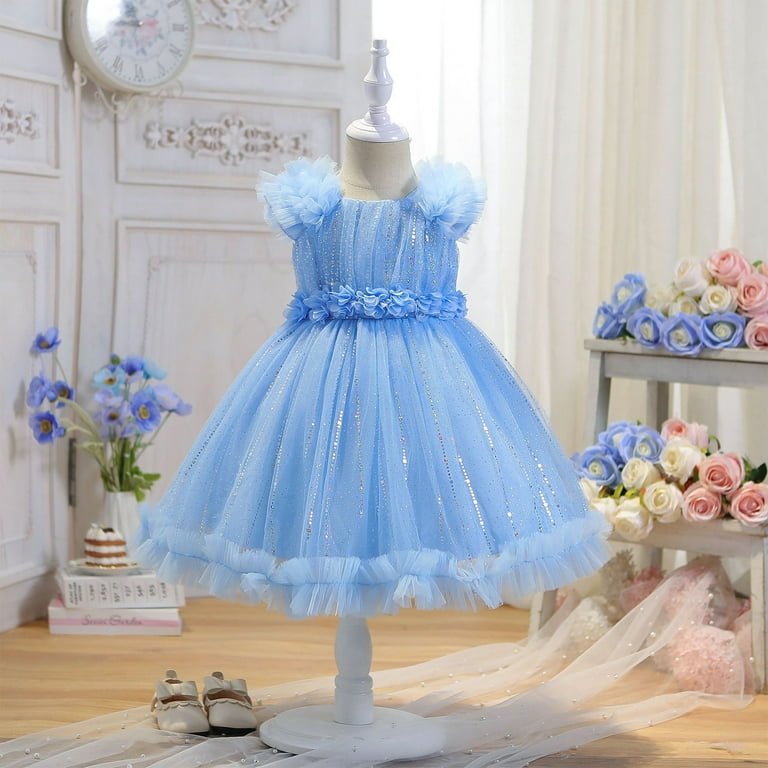 CYMMPU Toddler Princess Dress Fashion Fluffy Summer Dresses Sparkly Sequin Birthday Prom Outfit Casual Party Tulle Sundress for Kid Ball Gown for