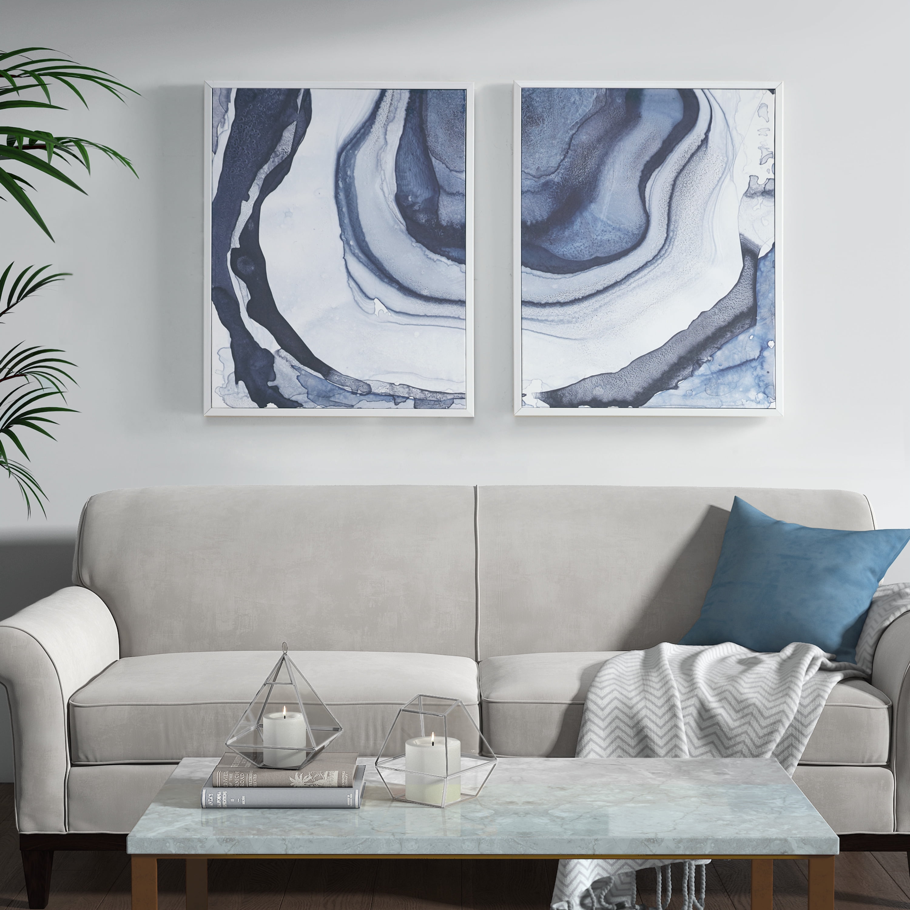MAYEERTY Wavy Texture Diptych 2-Piece Framed Canvas Wall Art Set