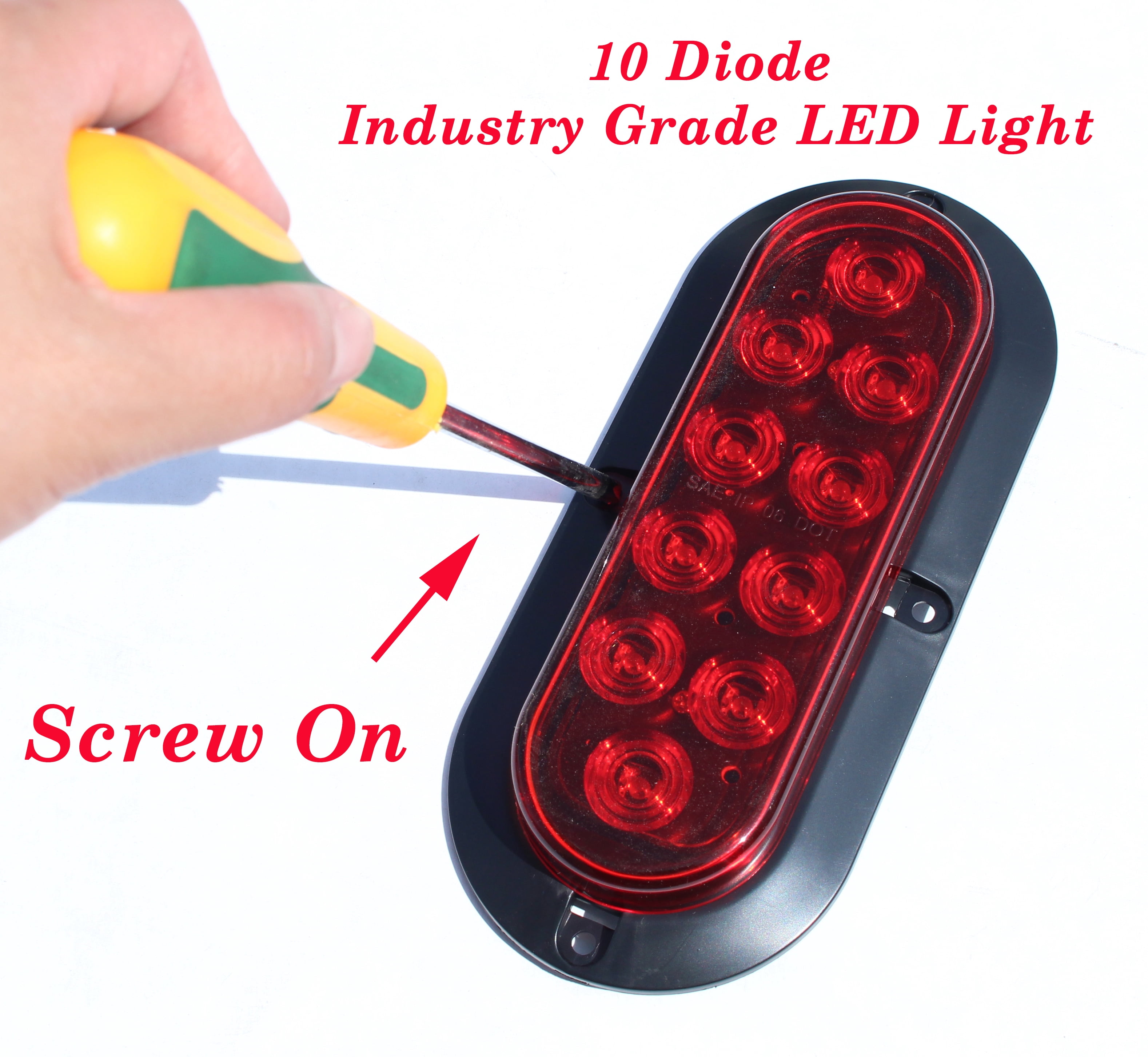 XXXXX et of 10 Pcs LED 6" Surface Mount Oval Red Brake Stop Turn Tail Marker Signal Lights for Truck Trailer Tractor DOT SAE Approved