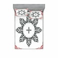 thumbnail image 2 of Ambesonne Ethnic Fitted Sheet & Pillow Sham Set, Tattoo Circular Vector, Twinxl, Black White and Ruby, 2 of 3