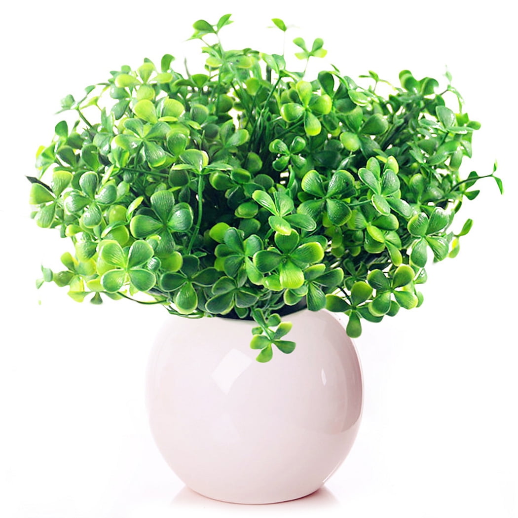 Bangcool 3Pcs Artificial Green Plant Fake Flowers Leaves Plants for Indoor Home Outdoor Garden Decor