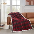 thumbnail image 6 of Sherpa Red and Black Buffalo Plaid Christmas Twin Blanket 60" X 70", Fuzzy Fluffy Soft Cozy Throw Blanket, Fleece Flannel Plush Microfiber Blanket for Couch Bed Sofa, 6 of 6