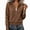 Brown, variant on Outerwear Jackets for Womens Everyday Slim Henley Neck Zipper Long Sleeve Sweatshirt Fall Winter Brown Size S