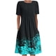 thumbnail image 2 of ICHUANYI Clearance Women's Summer Bohemian Print Short Sleeve Beach Dress Knee Length Dress(Black, XL) ICHUANYI WER2023080700095, 2 of 5