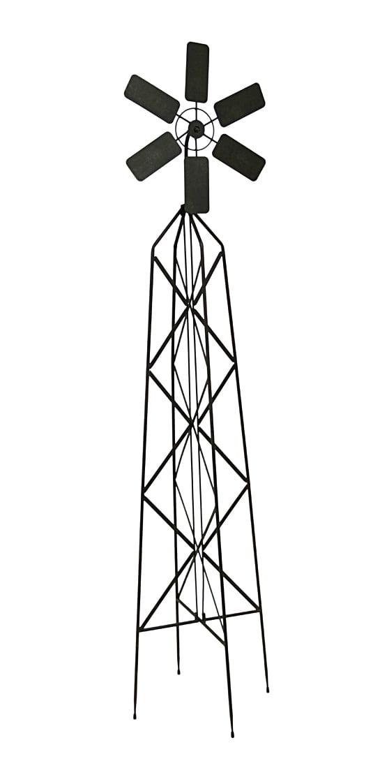 Dark Brown Metal Windmill Garden Trellis 62 in. by Mayrich Company