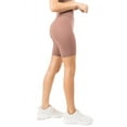 thumbnail image 2 of Women’s High Rise Matte Activewear Biker Shorts w/ Hidden Waistband Pocket - Smoky Mauve, L, 2 of 4