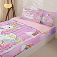 thumbnail image 3 of Metsweet Cartoon Unicorn Zipper Full Size Comforter Sets with Fitted Sheet and 2 Pillowcases, Kawaii Rainbow Stars Print Zipper Bedding Set,4pcs,Pink Reversible, 3 of 6